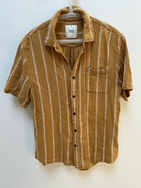 Katin Mustard and White Vertical Stripe Short Sleeve Shirt